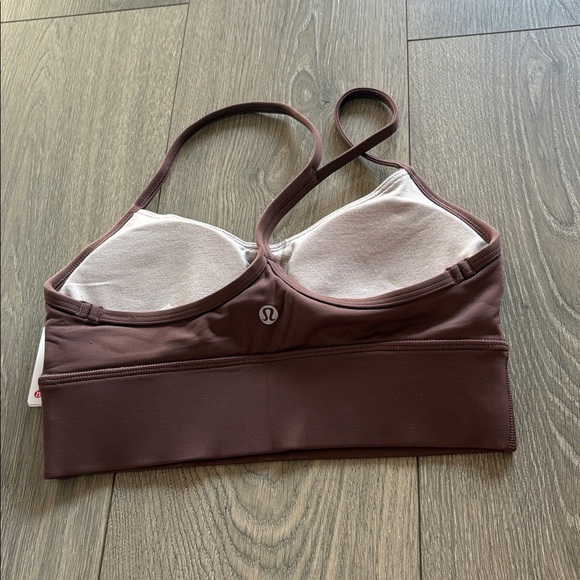 NWT Lululemon Flow Y Nulu Longline Bra Size 4 Dark Oxide Brown - Picture 4 of 5